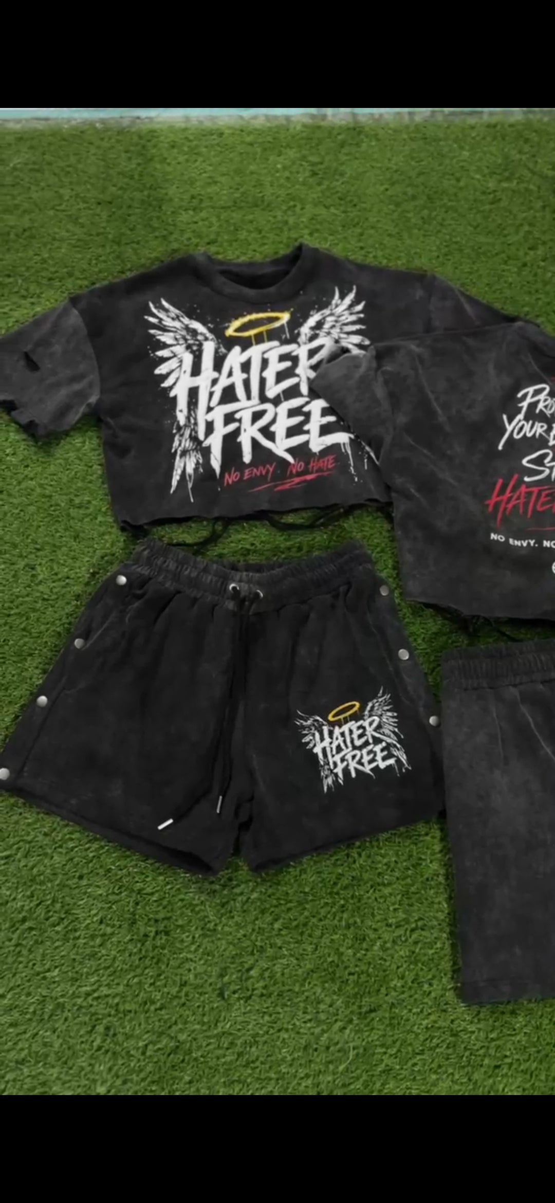 Hater Free Women's Acid Wash Short Set