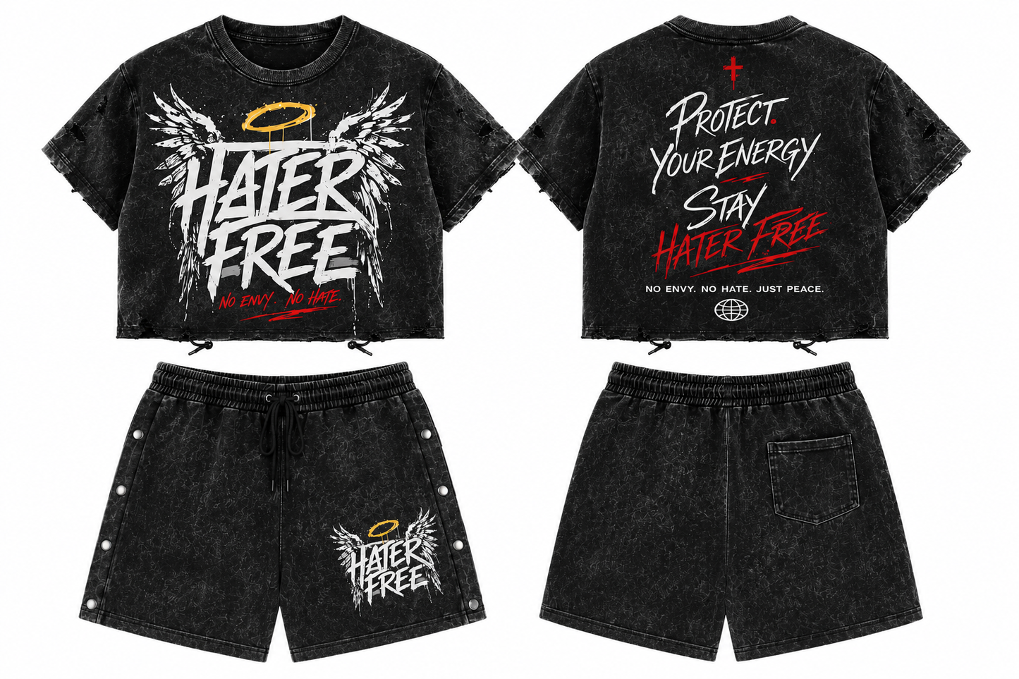 Hater Free Women's Acid Wash Short Set